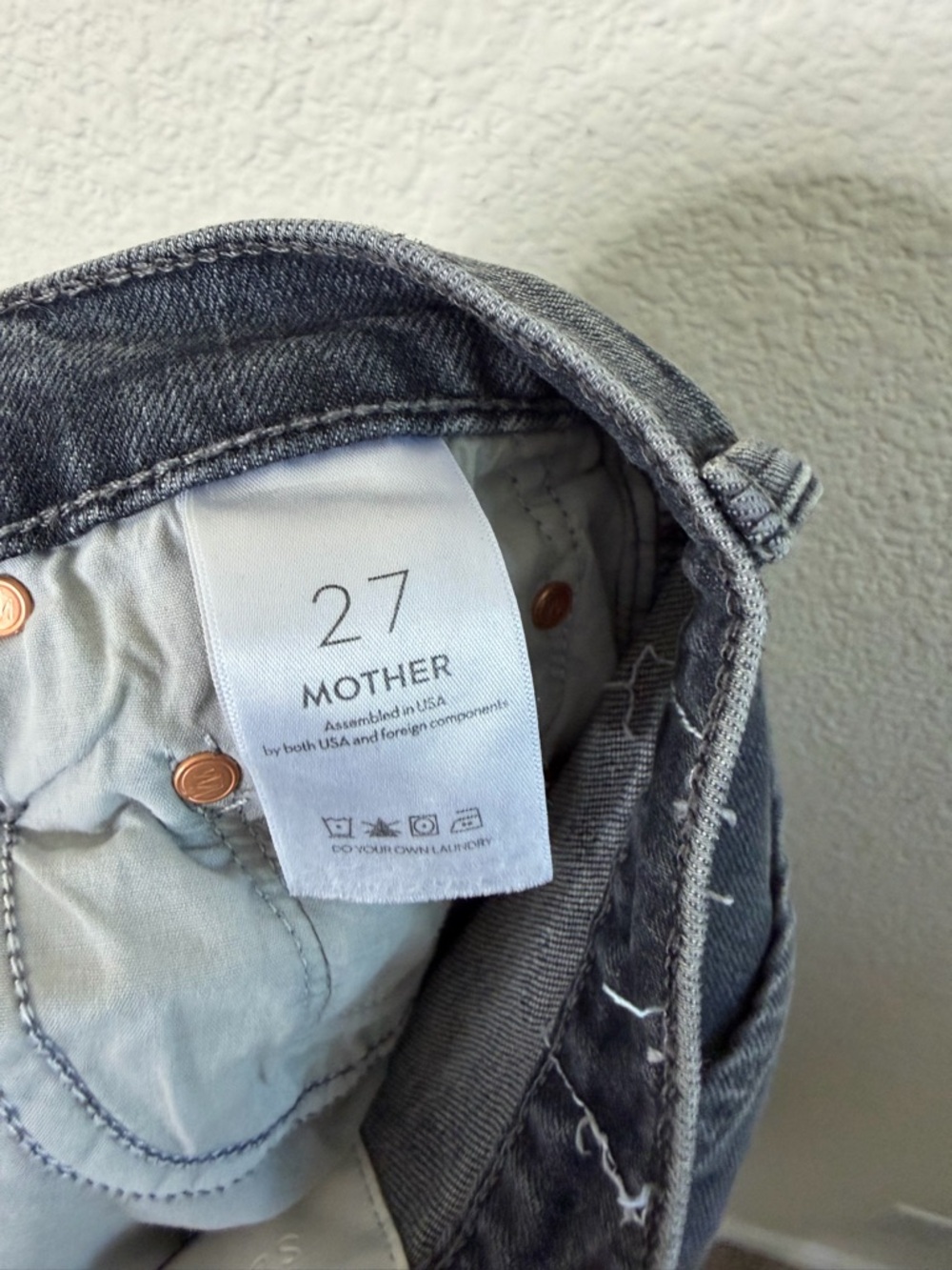 MOTHER Superior The Rambler Zip Flood Outta Sight Jeans In Charcoal Womens 27 - Picture 11 of 12